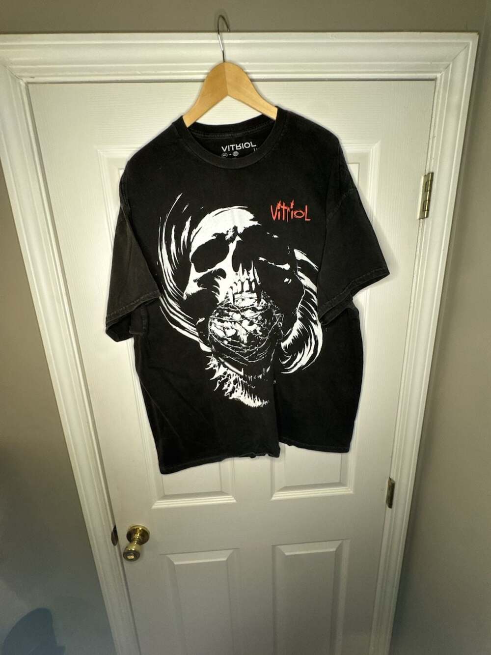 Vitriol Desecration Black Wash Skull Graphic T-Shirt Size XXL